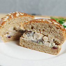 Chicken salad on wheat with oats